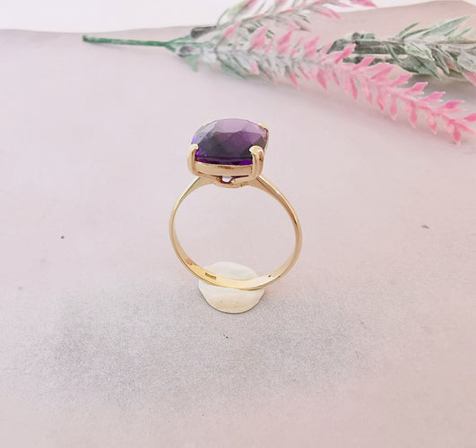 Bague Bague Spinelle mauve en Solitaire Or Jaune 58 Facettes AA 1497