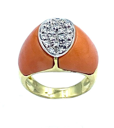 Bague Bague 1970 or et corail 58 Facettes
