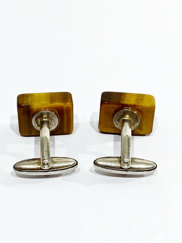 Boutons de manchette Boutons de manchettes Argent Œil de tigre 58 Facettes