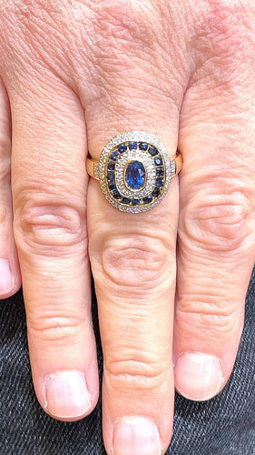 Bague Bague Style Art Déco or jaune saphirs et diamants 58 Facettes