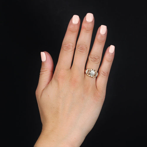 Bague 53 Bague vintage ajourée or rose diamants 58 Facettes 15-399B