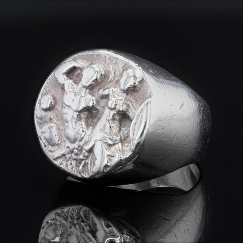 Bague 50 Chevalière en argent gravée 58 Facettes 22-339A