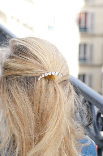 Accessoire Peigne ancien demi lune, pierres du Rhin sur corne 58 Facettes