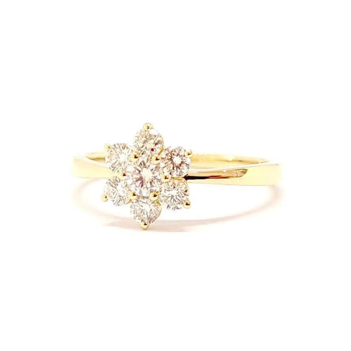 Bague Bague fleur diamants or jaune 58 Facettes