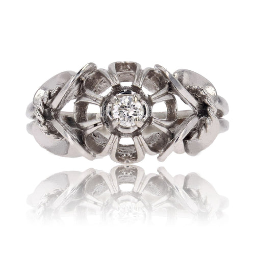 Bague 54 Bague vintage or blanc saphir blanc solitaire 58 Facettes 20-179B