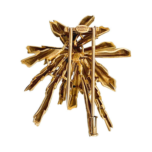 Broche Broche Chaumet en or jaune, diamants et turquoises. 58 Facettes 31240