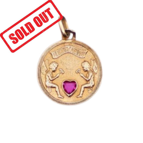 Médaille d’amour « Il bat pour toi » cœur en rubis 58 Facettes