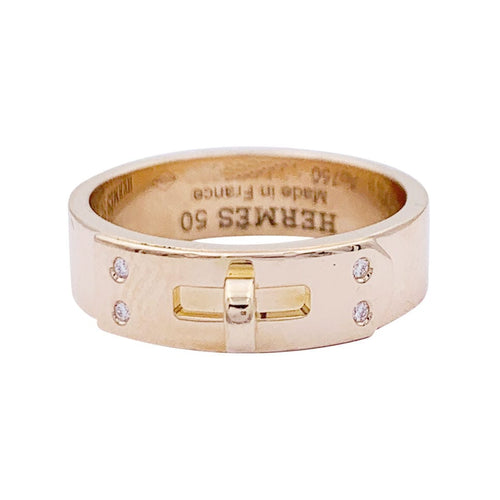 Bague 50 Bague Hermès, "Kelly", or rose, diamants. 58 Facettes 32789