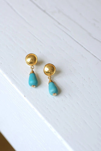 Boucles d'oreilles Boucles d'oreilles or et goutte de turquoise 58 Facettes