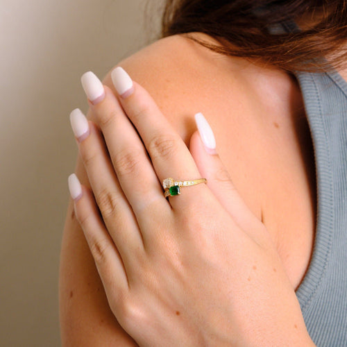 Bague 57 Bague TOI & MOI émeraude et diamants or jaune 58 Facettes