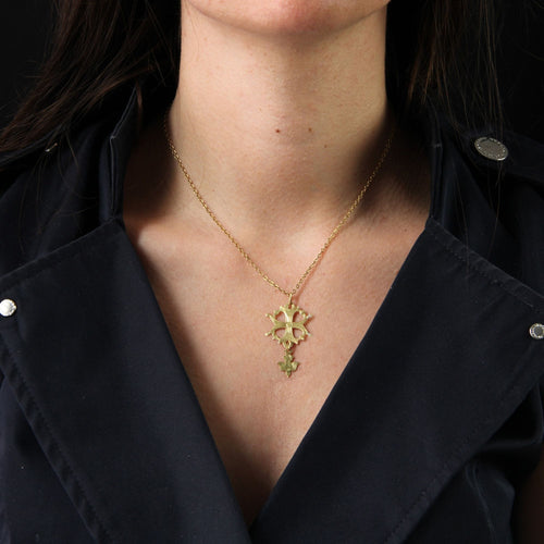 Pendentif Croix huguenote or jaune 58 Facettes 23-163