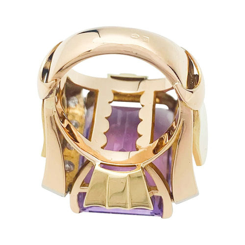 Bague 53 Bague Tank en or rose, améthyste, diamants. 58 Facettes 31369