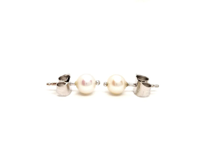 Boucles d'oreilles Boucles d'oreilles Puces Or blanc Perle 58 Facettes 812402CD