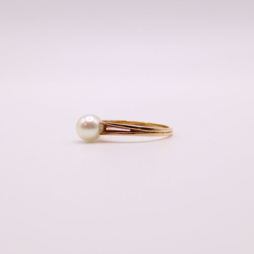 Bague Solitaire or jaune Perle de culture sur double corps 58 Facettes