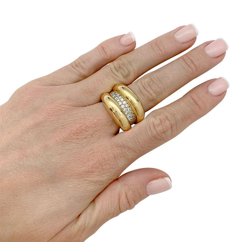 Bague 55 Bague godron or jaune, diamants. 58 Facettes 32102