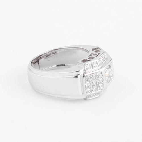 Bague Bague en platine et diamants à gradins 58 Facettes 1