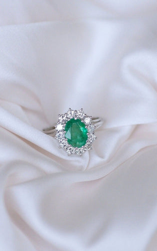 Bague Bague marguerite émeraude & diamants 58 Facettes