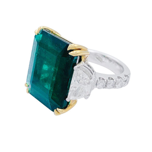 Bague 52 Bague Emeraude Diamants demi-lune 58 Facettes 32222