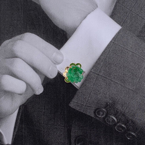 Boutons de manchette Boutons de manchette or rose, jade. 58 Facettes 32145