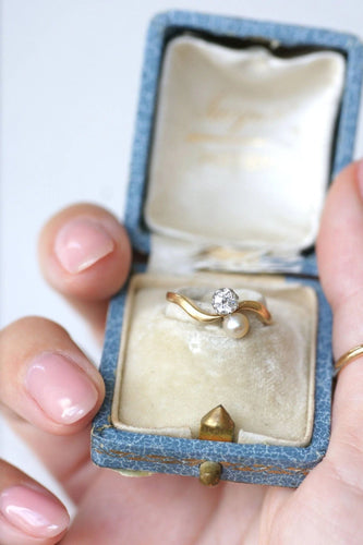 Bague Bague Toi et Moi perle et diamant 58 Facettes