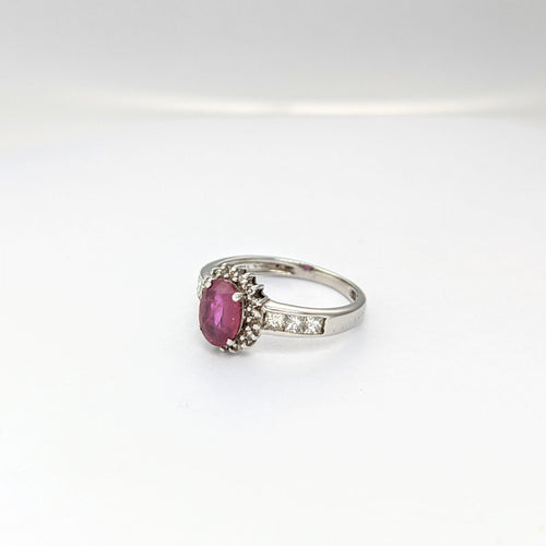 Bague Bague marguerite en or blanc diamants et rubis 58 Facettes 21254