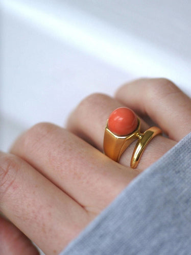 Bague Bague clou or et corail 58 Facettes