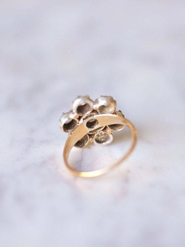 Bague Bague de fiançailles marguerite ancienne, or, argent et diamants 58 Facettes