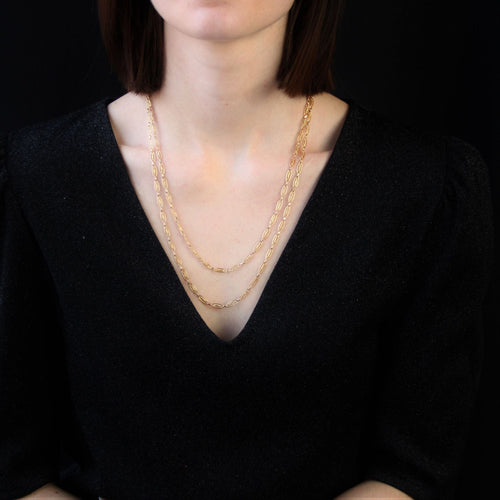 Collier Sautoir en or mailles navettes ajourées 58 Facettes 23-012