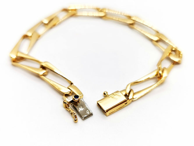 Bracelet Caplain Saint André Bracelet Maille gourmette Or jaune Saphir 58 Facettes 1552084CN