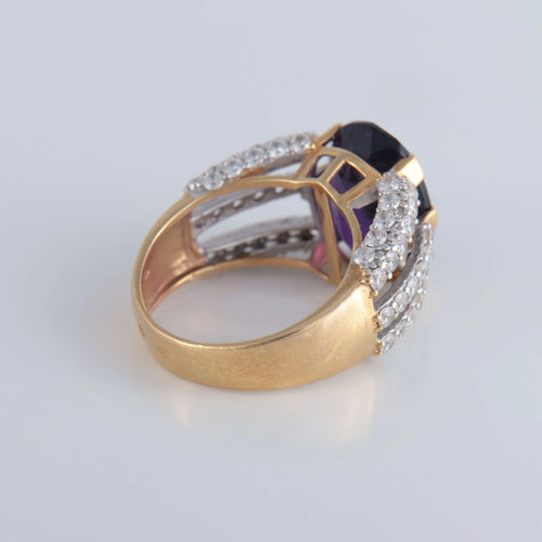 Bague 59 Bague Cocktail améthyste et pierres blanches 58 Facettes 1