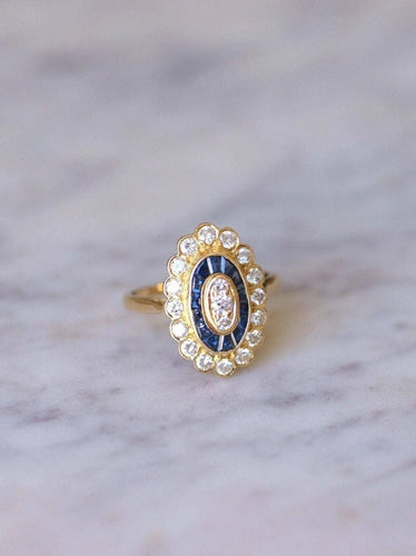 Bague style Art Deco saphirs & diamants 58 Facettes