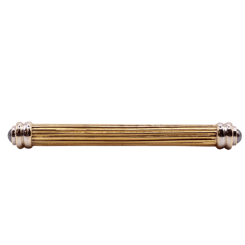 Broche Pince à cravate en or jaune et blanc Hématite 58 Facettes