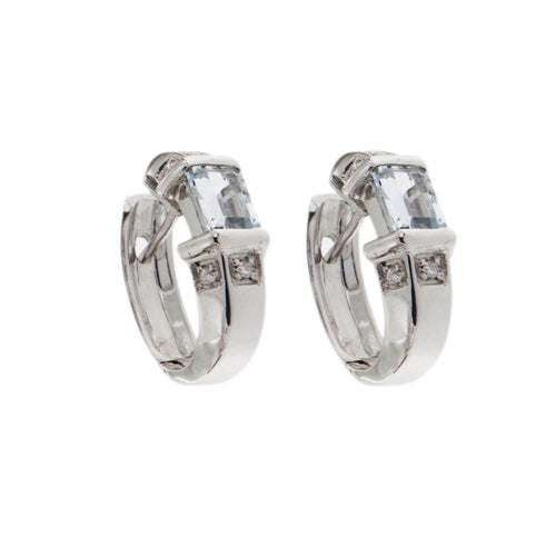 Boucles d'oreilles Boucles d'oreilles créoles diamants et aigues-marines 58 Facettes 19103