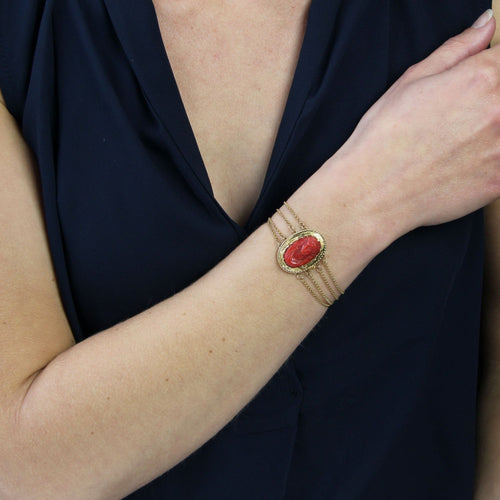 Bracelet Bracelet chaines or et fermoir camée corail 58 Facettes CVBR51