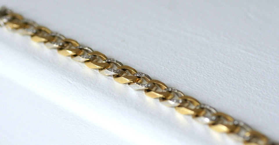 Bracelet Bracelet gourmette diamants deux ors 58 Facettes