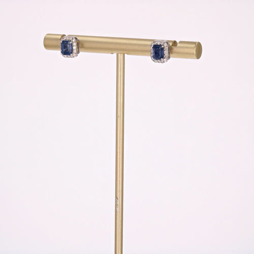 Boucles d'oreilles Boucles d'oreilles saphirs diamants rectangulaires 58 Facettes 23-257A