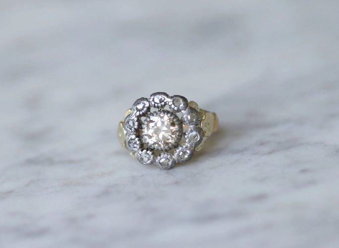 Bague Bague marguerite or, argent, diamants 58 Facettes