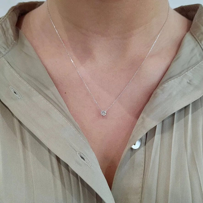 Collier Collier solitaire en or blanc, diamant 58 Facettes