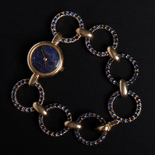 Bracelet Montre bracelet signée Alexis Barthelay or jaune et saphirs "Nuit Etoilée" 58 Facettes 302