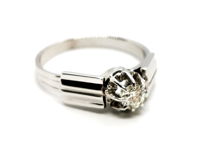Bague 54 Bague Solitaire Or blanc Diamant 58 Facettes 1292388CN