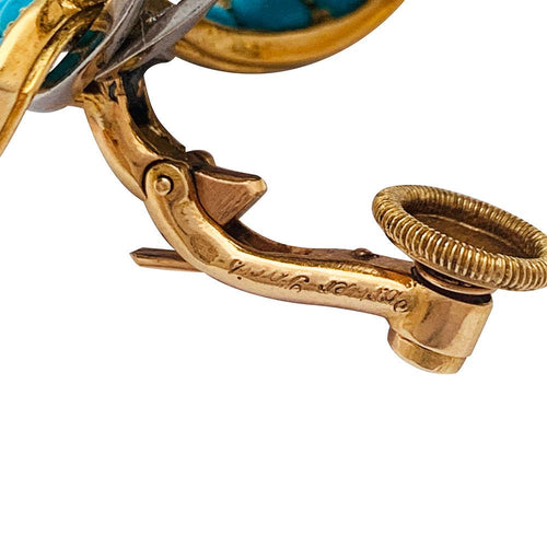 Boucles d'oreilles Parure Cartier Paris, turquoises et diamants. 58 Facettes 30646/30347