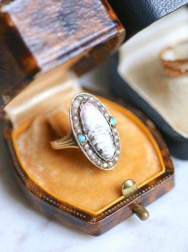 Bague Bague ancienne en or et argent, miniature sur porcelaine 58 Facettes