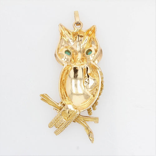 Pendentif Pendentif en or hibou et émeraudes 58 Facettes 19-326