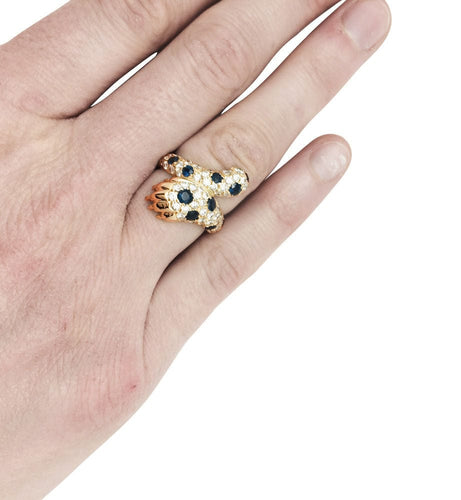 Bague 51 Bague griffe en or jaune diamants et saphirs. 58 Facettes 31197