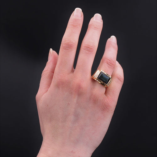 Bague 55 Chevalière en or et spectrolite 58 Facettes 23-101