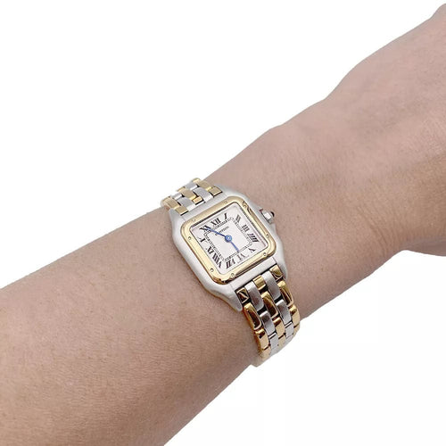 Montre Montre Cartier, "Panthère", acier, trois rangs d'or. 58 Facettes 32638