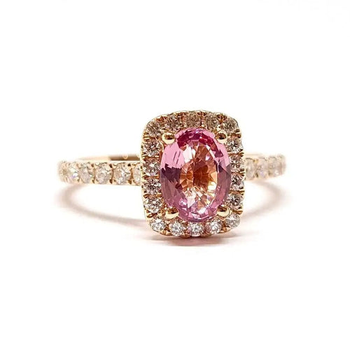 Bague Bague spinelle rose diamants or rose 58 Facettes