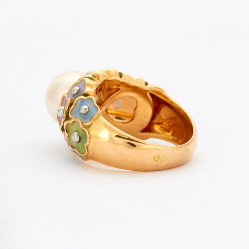 Bague 51 Bague Or Perle Fleurs 58 Facettes 002.199