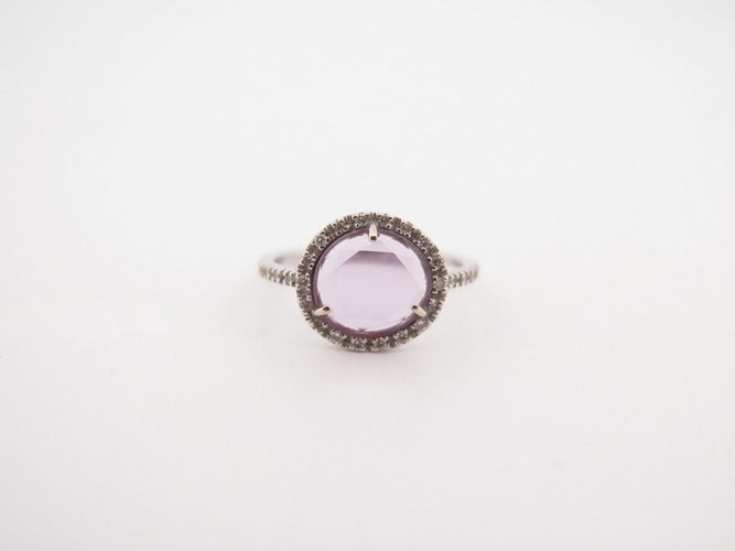 Bague 49 bague POMELLATO colpo di fulmine or blanc 18k diamants amethyste 58 Facettes 258045