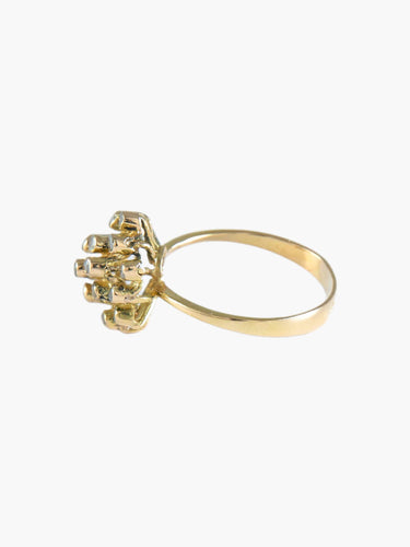 Bague Or Jaune / 52 BAGUE "FLEUR" OR & oxydes de zirconium 58 Facettes BO/220004 STA